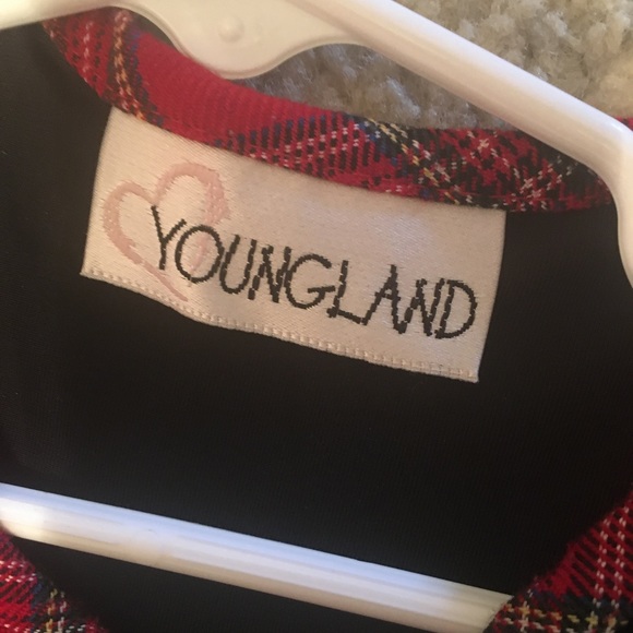 YOUNGLAND Black Velvet & Plaid Dress 5 - Picture 3 of 5